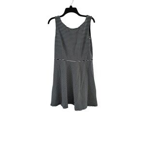 George‎ Womens Striped Skater Dress Blue Black Sleeveless Fit Flare Large 12-14